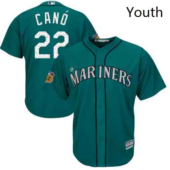 Youth Majestic Seattle Mariners 22 Robinson Cano Authentic Aqua 2017 Spring Training Cool Base MLB Jersey